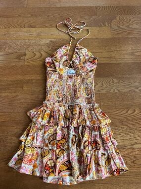 knee length dresses for ladies Skyler Floral Trim Mini Dress – Laguna Clothing Company main image 1